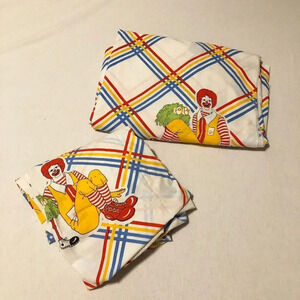 Vintage 1978 McDonalds Flat and Fitted Twin Bed  Sheet Ronald McDonald